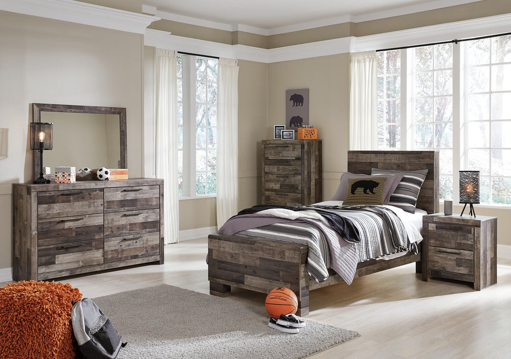 Derekson Twin Panel Bed with Mirrored Dresser, Chest and Nightstand Factory Furniture Mattress & More - Online or In-Store at our Phillipsburg Location Serving Dayton, Eaton, and Greenville. Shop Now.