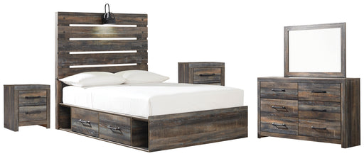 Drystan Twin Panel Bed with 2 Storage Drawers with Mirrored Dresser and 2 Nightstands Factory Furniture Mattress & More - Online or In-Store at our Phillipsburg Location Serving Dayton, Eaton, and Greenville. Shop Now.