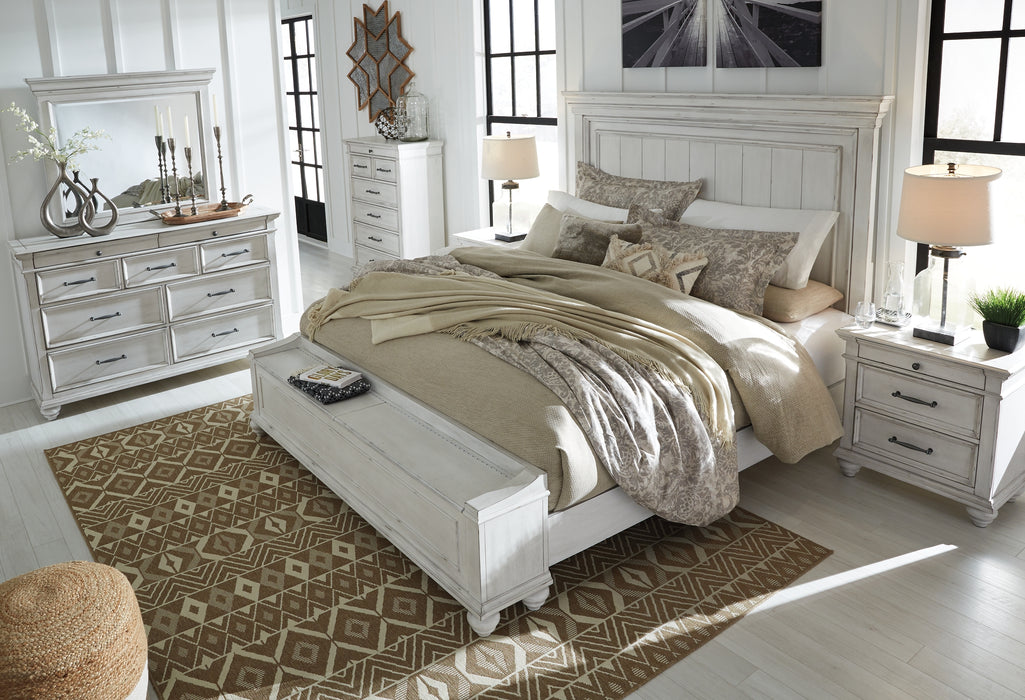 Kanwyn Queen Panel Bed with Storage with Mirrored Dresser, Chest and Nightstand Factory Furniture Mattress & More - Online or In-Store at our Phillipsburg Location Serving Dayton, Eaton, and Greenville. Shop Now.