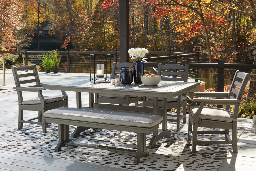 Visola Outdoor Dining Table and 4 Chairs and Bench Factory Furniture Mattress & More - Online or In-Store at our Phillipsburg Location Serving Dayton, Eaton, and Greenville. Shop Now.