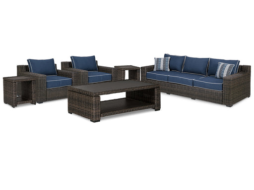 Grasson Lane Outdoor Sofa and  2 Lounge Chairs with Coffee Table and 2 End Tables Factory Furniture Mattress & More - Online or In-Store at our Phillipsburg Location Serving Dayton, Eaton, and Greenville. Shop Now.