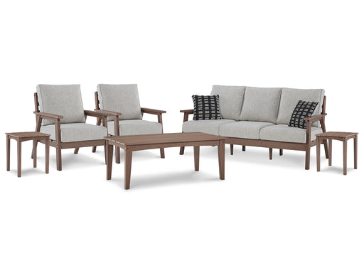 Emmeline Outdoor Sofa and  2 Lounge Chairs with Coffee Table and 2 End Tables Factory Furniture Mattress & More - Online or In-Store at our Phillipsburg Location Serving Dayton, Eaton, and Greenville. Shop Now.