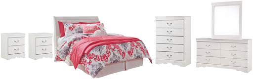 Anarasia Full Sleigh Headboard with Mirrored Dresser, Chest and 2 Nightstands Factory Furniture Mattress & More - Online or In-Store at our Phillipsburg Location Serving Dayton, Eaton, and Greenville. Shop Now.