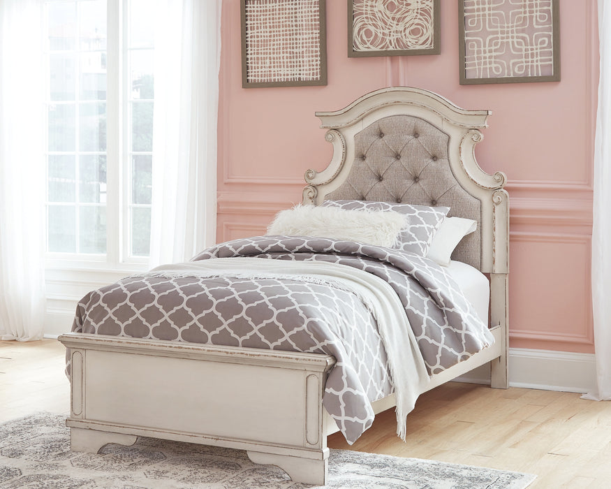 Realyn Twin Panel Bed with Mirrored Dresser Factory Furniture Mattress & More - Online or In-Store at our Phillipsburg Location Serving Dayton, Eaton, and Greenville. Shop Now.