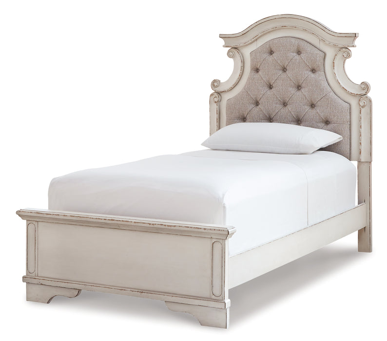 Realyn Twin Panel Bed with Mirrored Dresser, Chest and Nightstand Factory Furniture Mattress & More - Online or In-Store at our Phillipsburg Location Serving Dayton, Eaton, and Greenville. Shop Now.