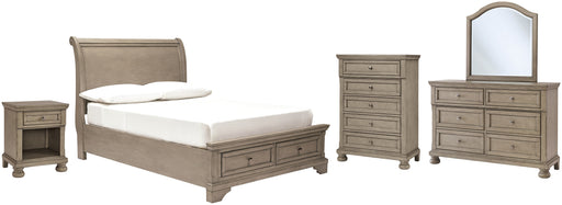 Lettner Full Sleigh Bed with Mirrored Dresser, Chest and Nightstand Factory Furniture Mattress & More - Online or In-Store at our Phillipsburg Location Serving Dayton, Eaton, and Greenville. Shop Now.