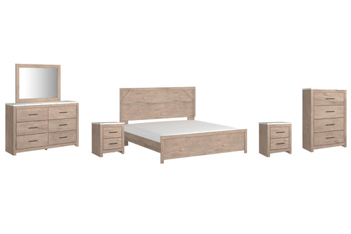 Senniberg King Panel Bed with Mirrored Dresser, Chest and 2 Nightstands Factory Furniture Mattress & More - Online or In-Store at our Phillipsburg Location Serving Dayton, Eaton, and Greenville. Shop Now.