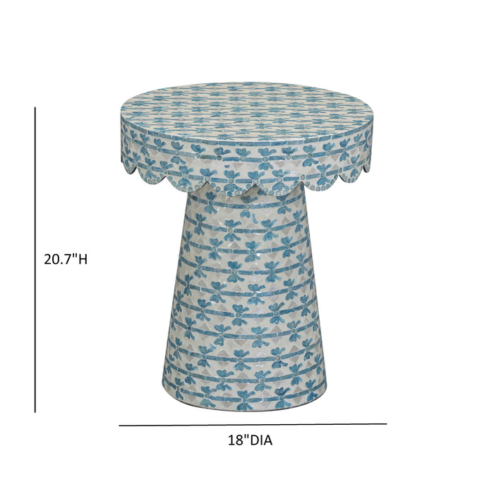 Lady - Capiz Shell Round Side Table - Blue Ribbon