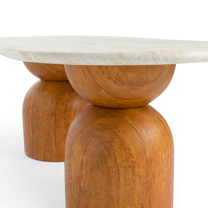 Cynthia - 87" Indoor / Outdoor Long Dining Table - Brown / Travertine