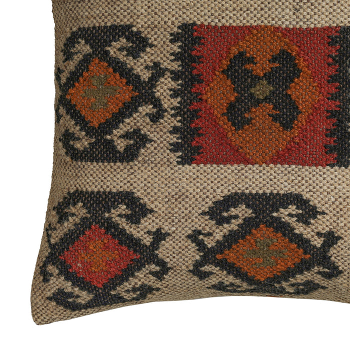 Terra - 20" Square Wool and Jute Kilim Throw Pillow - Clay