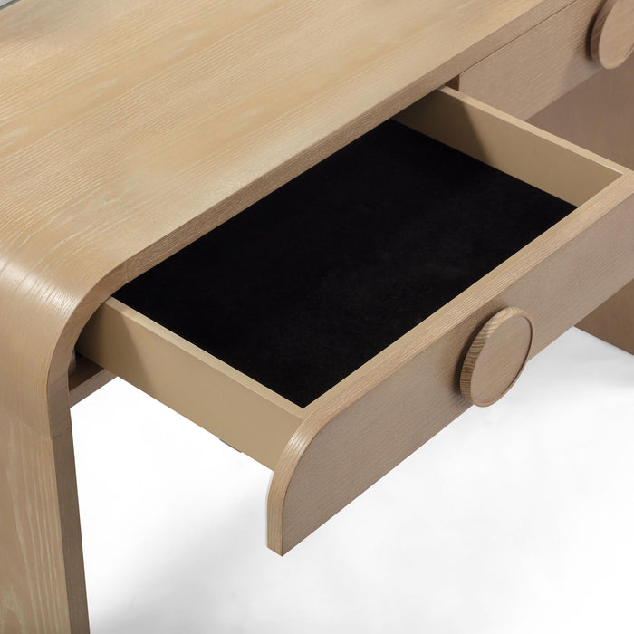 Moonrise Natural Ash 2-Drawer Vanity Desk