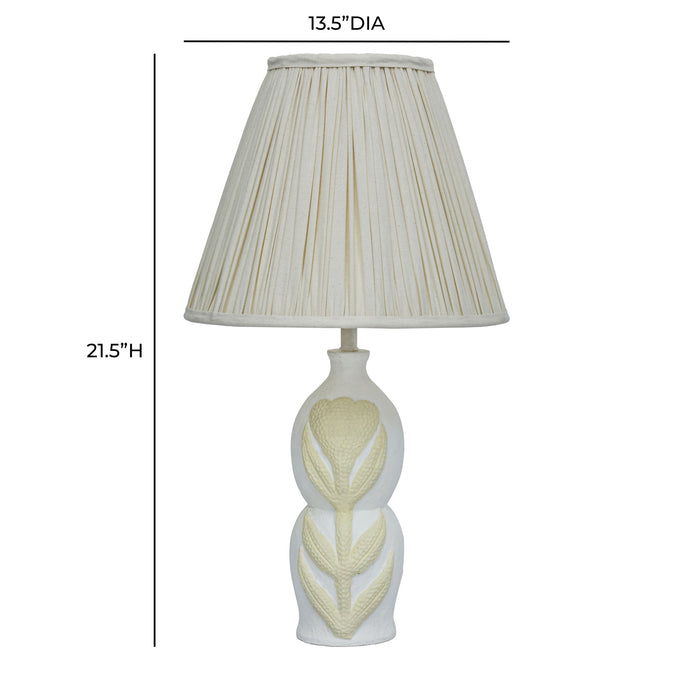 Edith - Curved Papier Mache Flower Pleated Table Lamp - Cream