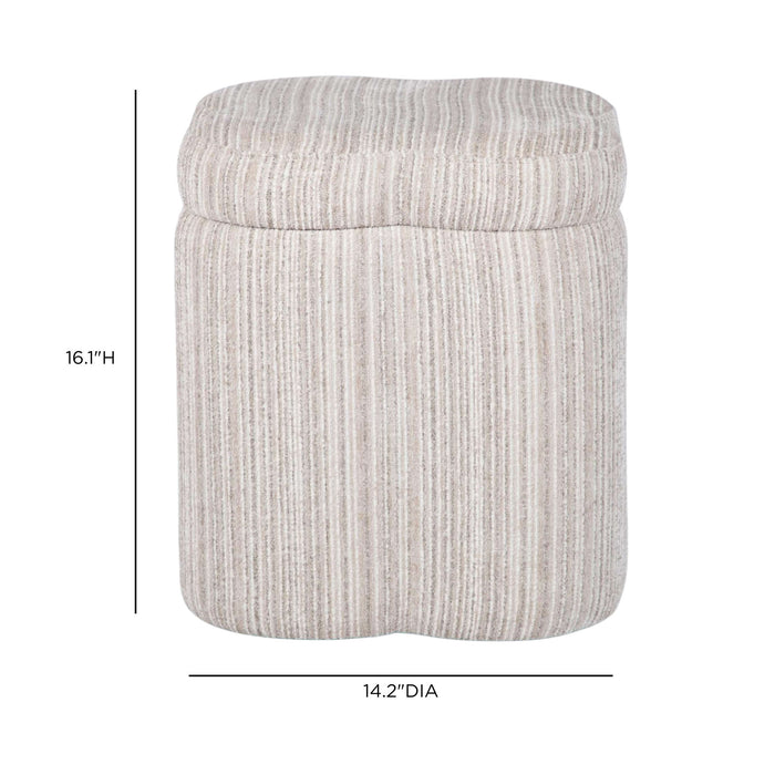Lilou - Striped Jacquard Storage Stool - Cream