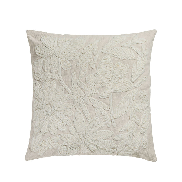 Tabitha - 20" Square Embroidered Throw Pillow - (Cover) - Cream