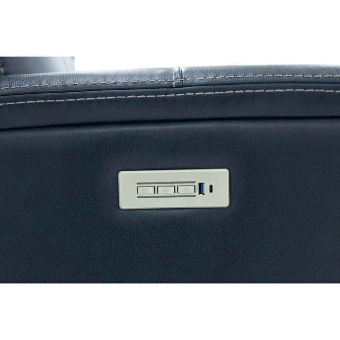 View - Power Reclining Sofa With Console, Power Headrest & Lumbar