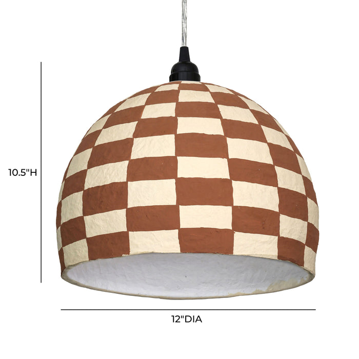 Taurus - Cotton Mache Pendant Lamp - White / Terracotta