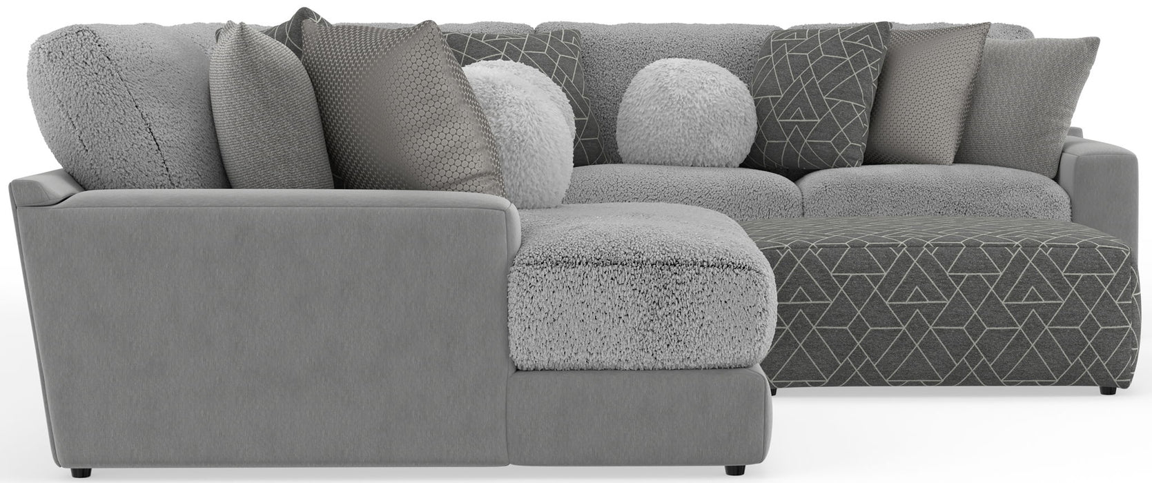 Canyon - 4 Piece Sectional With Cuddler Seat Cushions, Included Accent Pillows And Cocktail Ottoman (Left Side Facing Chaise) - Platinum