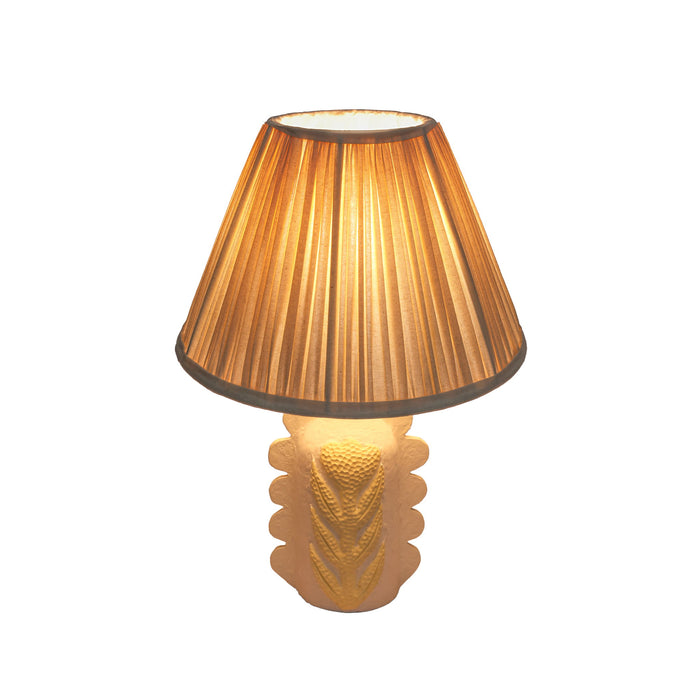 Edith - Scalloped Papier Mache Flower Pleated Table Lamp - Cream