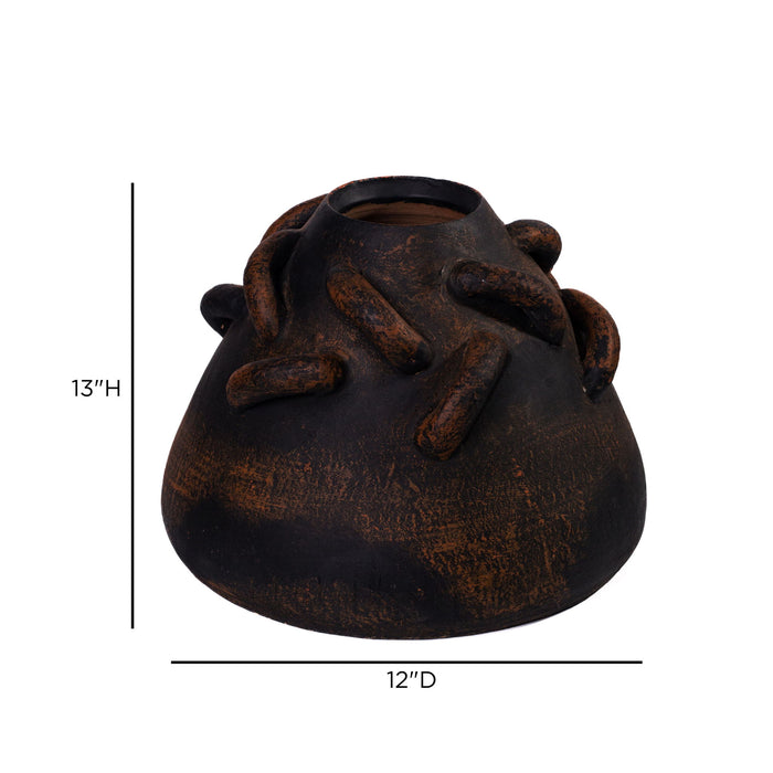 Visha - Roped Vase - Dark Terracotta