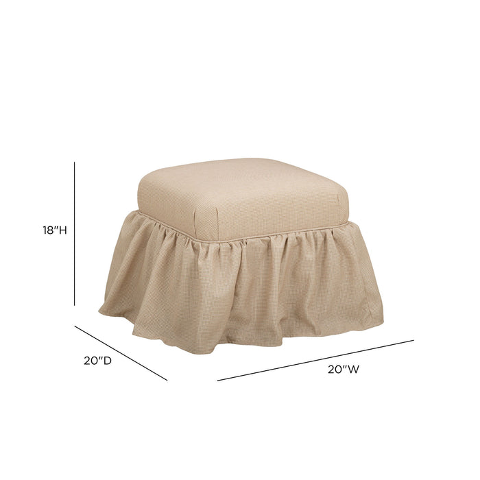 Gertrude - Performance Linen Skirted Ottoman - Yellow