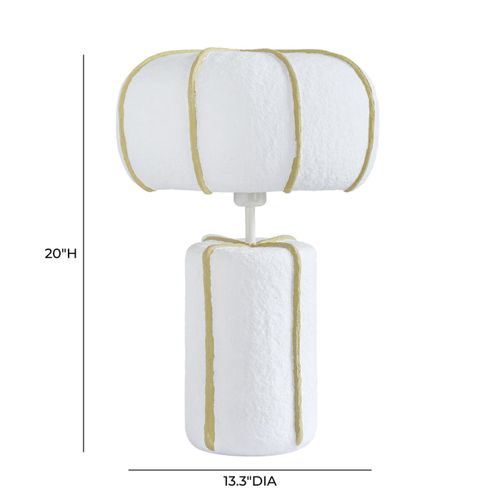 Looma - Cotton Mache Table Lamp - White / Green