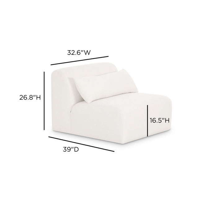 Tarra - Chenille Modular Armless Chair - Cream