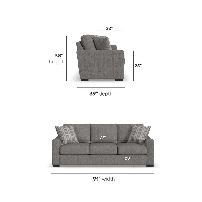 Theodore - Fabric Stationary Three-Cushion Sofa