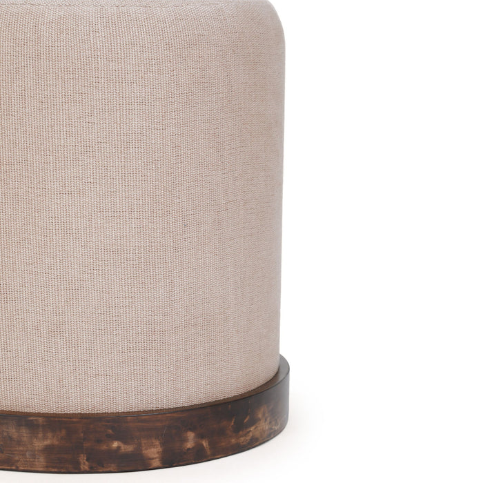 Como - Burl and Cotton Jute Designer Accent Stool - Peach
