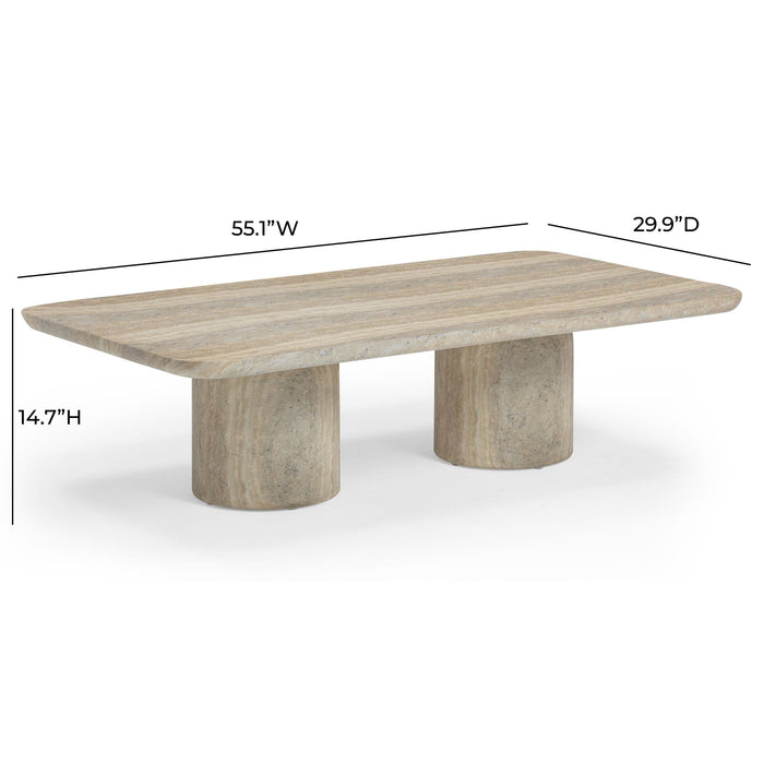 Tyche - Indoor / Outdoor Concrete Rectangular Coffee Table - Faux Travertine