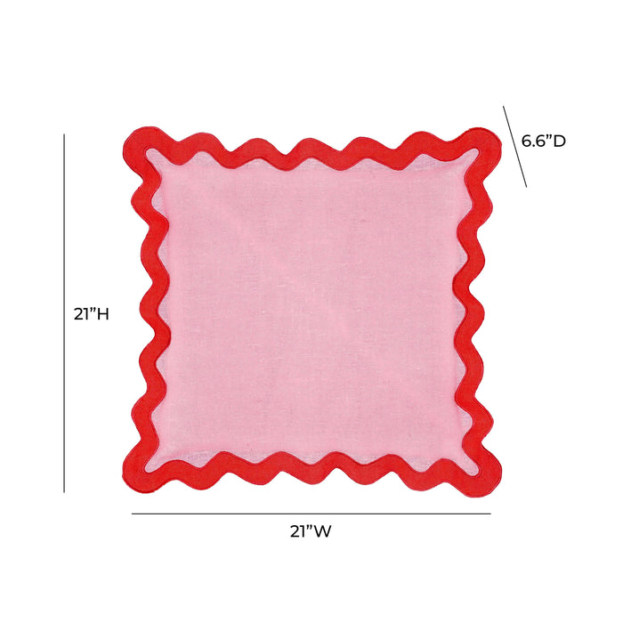 Scalloped - Edge Linen Throw Pillow - Pink / Rust