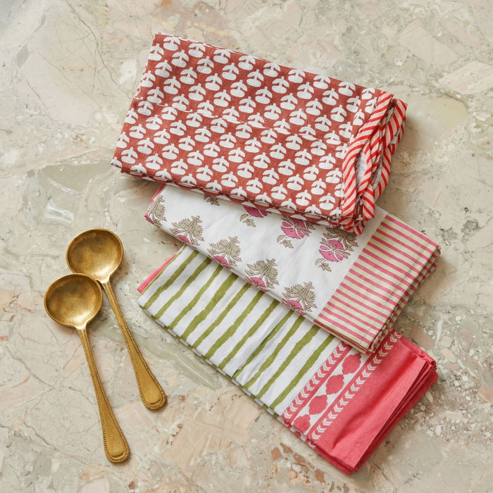 Crissy - Bamboo Cotton Canvas Printed Napkins (Set of 4) - Pink