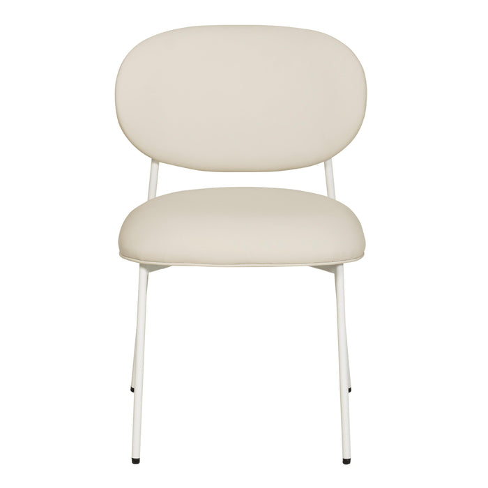 McKenzie - Vegan Leather Stackable Dining Chair With Cream Legs (Set of 2) - Cream