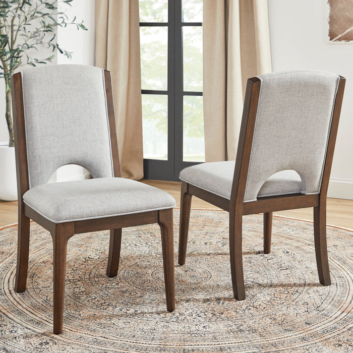 Athens - Upholstered Dining Chair (Set of 2) - Light Gray / Chocolate Brown