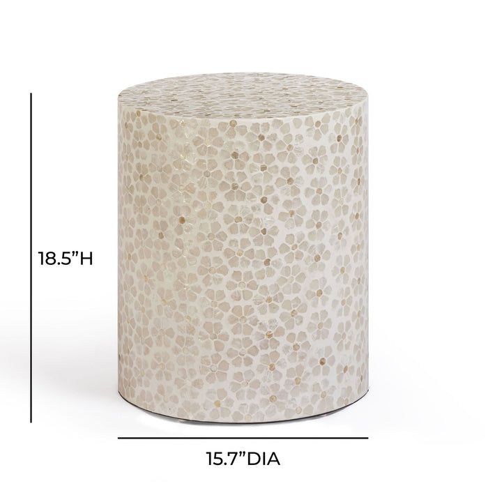 Lorna - Capiz Shell Motif Stool - Pearl Petal