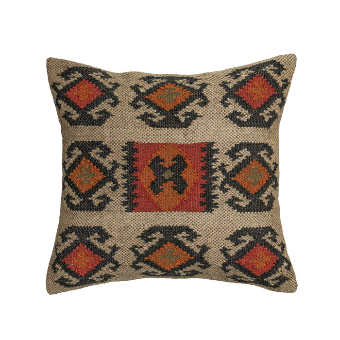 Terra - 20" Square Wool and Jute Kilim Throw Pillow - Clay
