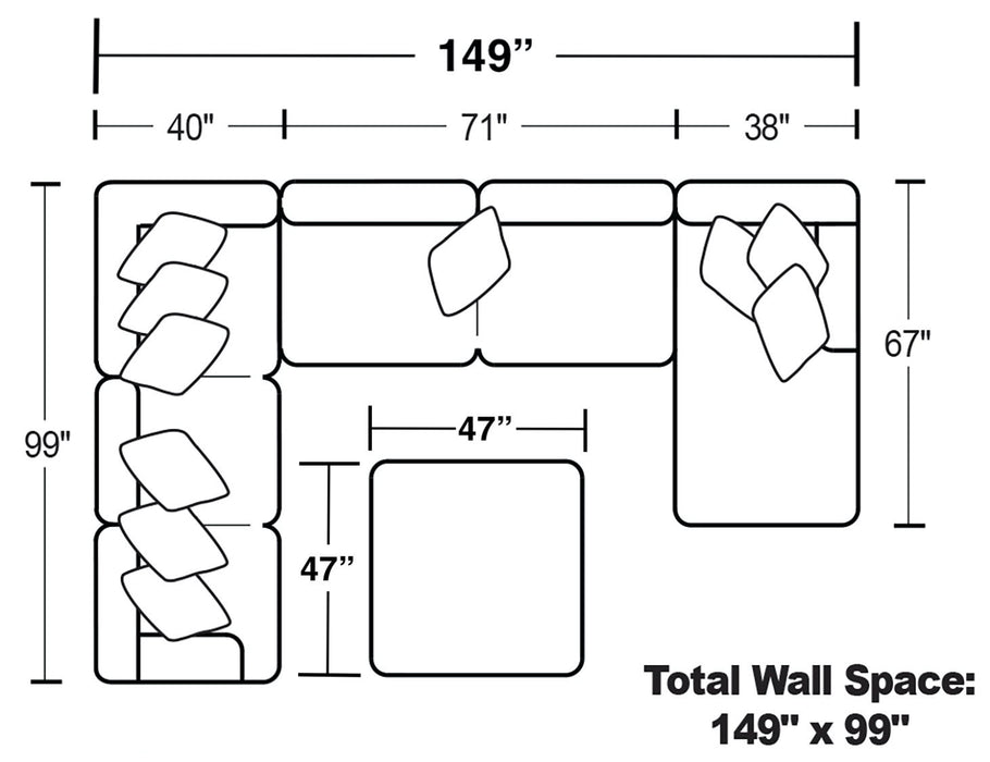 Crawford - Sectional With Cocktail Ottoman
