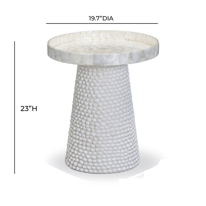 Coast - Seashell Round Side Table - Pearl White