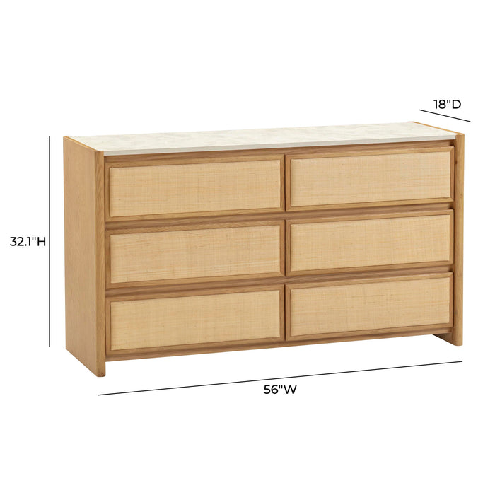Paige - 6-Drawer Dresser - Natural Oak