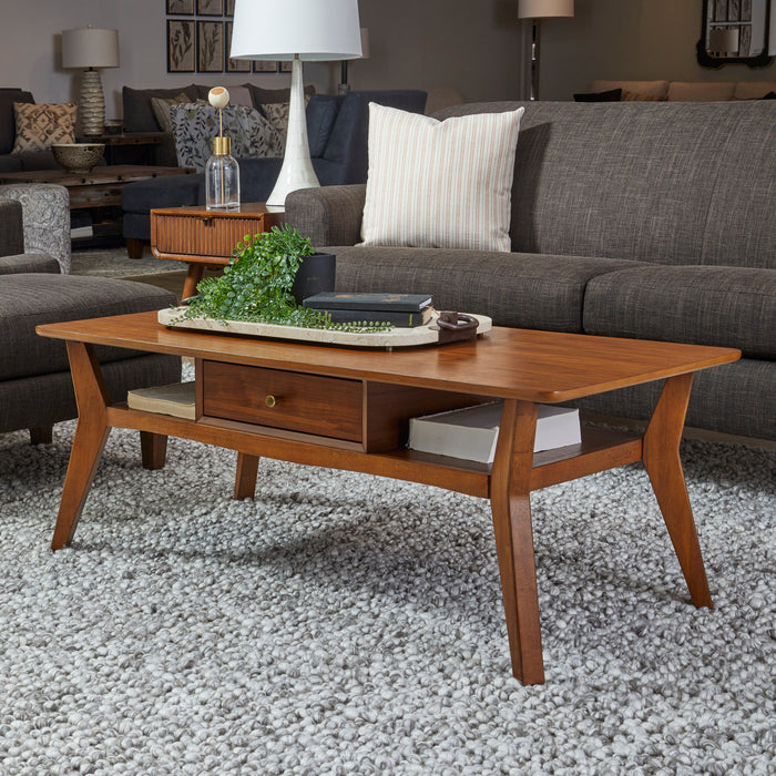 Ludwig - Occasional Rectangular Coffee Table With Drawer - Dark Brown