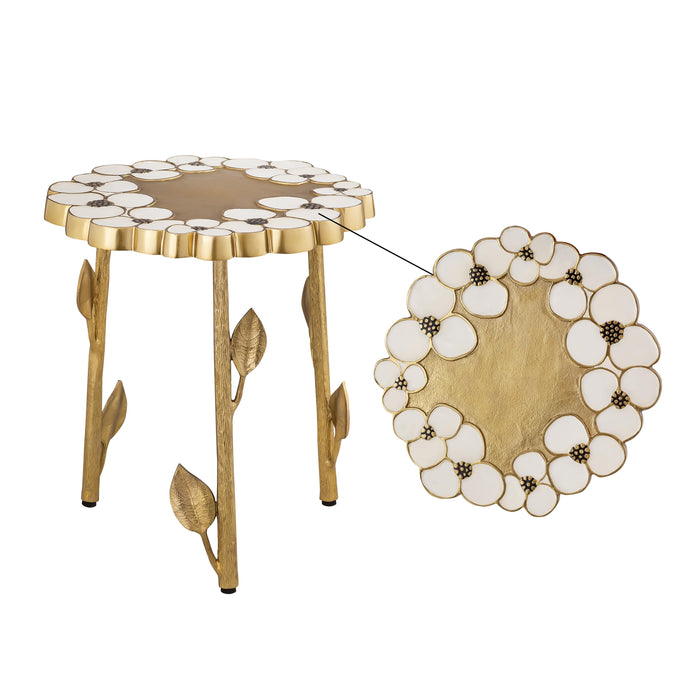 Flor - Handpainted Side Table - Beige