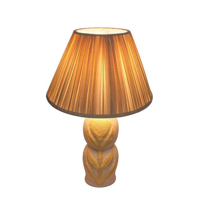 Edith - Curved Papier Mache Flower Pleated Table Lamp - Cream