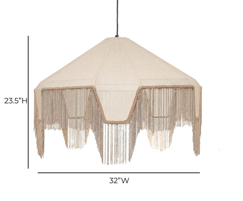 Buchanan - Fabric Fringed Angled Pendant Light - Natural