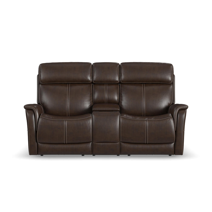 View - Power Reclining Loveseat With Console, Power Headrest & Lumbar