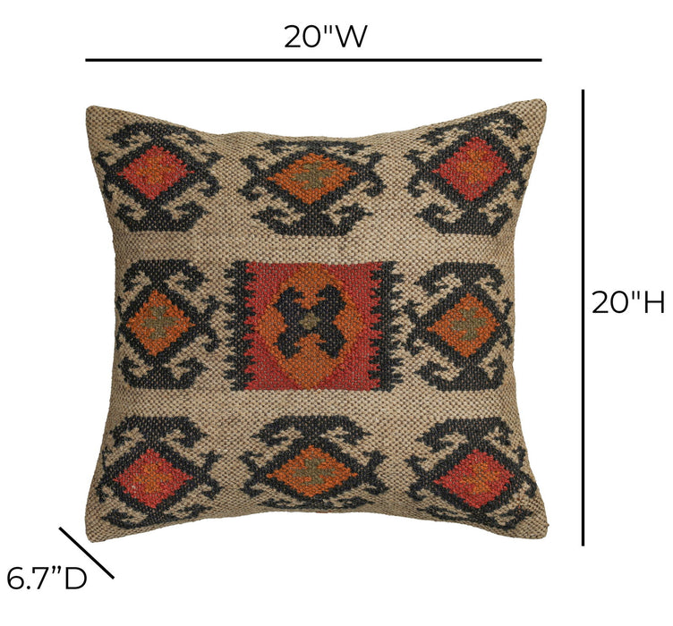 Terra - 20" Square Wool and Jute Kilim Throw Pillow - Clay