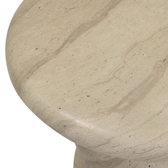Hyre - Indoor / Outdoor Concrete Side Table - Faux Travertine