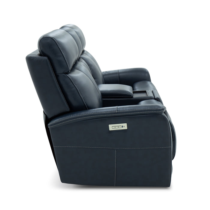 View - Power Reclining Loveseat With Console, Power Headrest & Lumbar