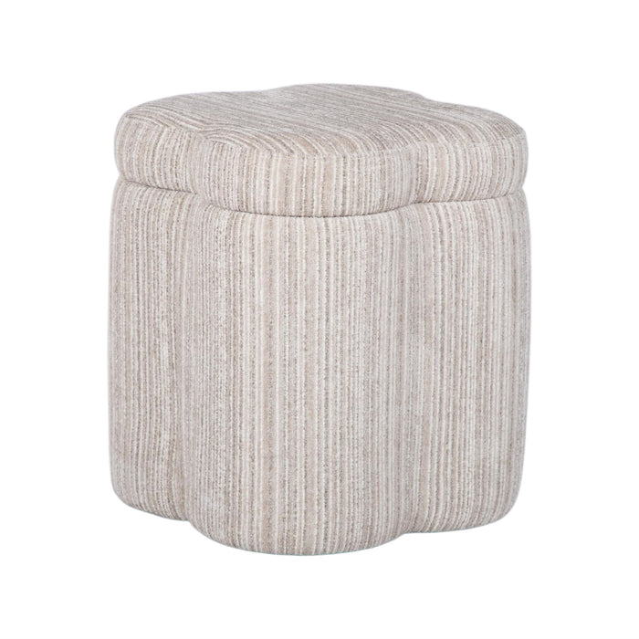 Lilou - Striped Jacquard Storage Stool - Cream
