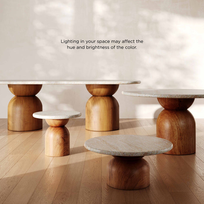 Cynthia - 87" Indoor / Outdoor Long Dining Table - Brown / Travertine