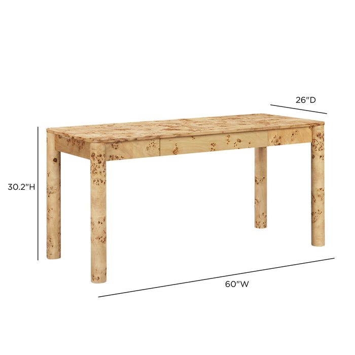 Berri - Burl 3-Drawer Work Desk - Natural