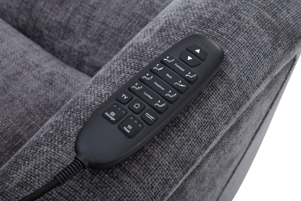 Luma - Petite Power Lift Recliner With Power Headrest, Lumbar, Heat & Massage - Dark Gray